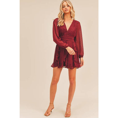 Shimmery Nights Ruffle Mini Dress