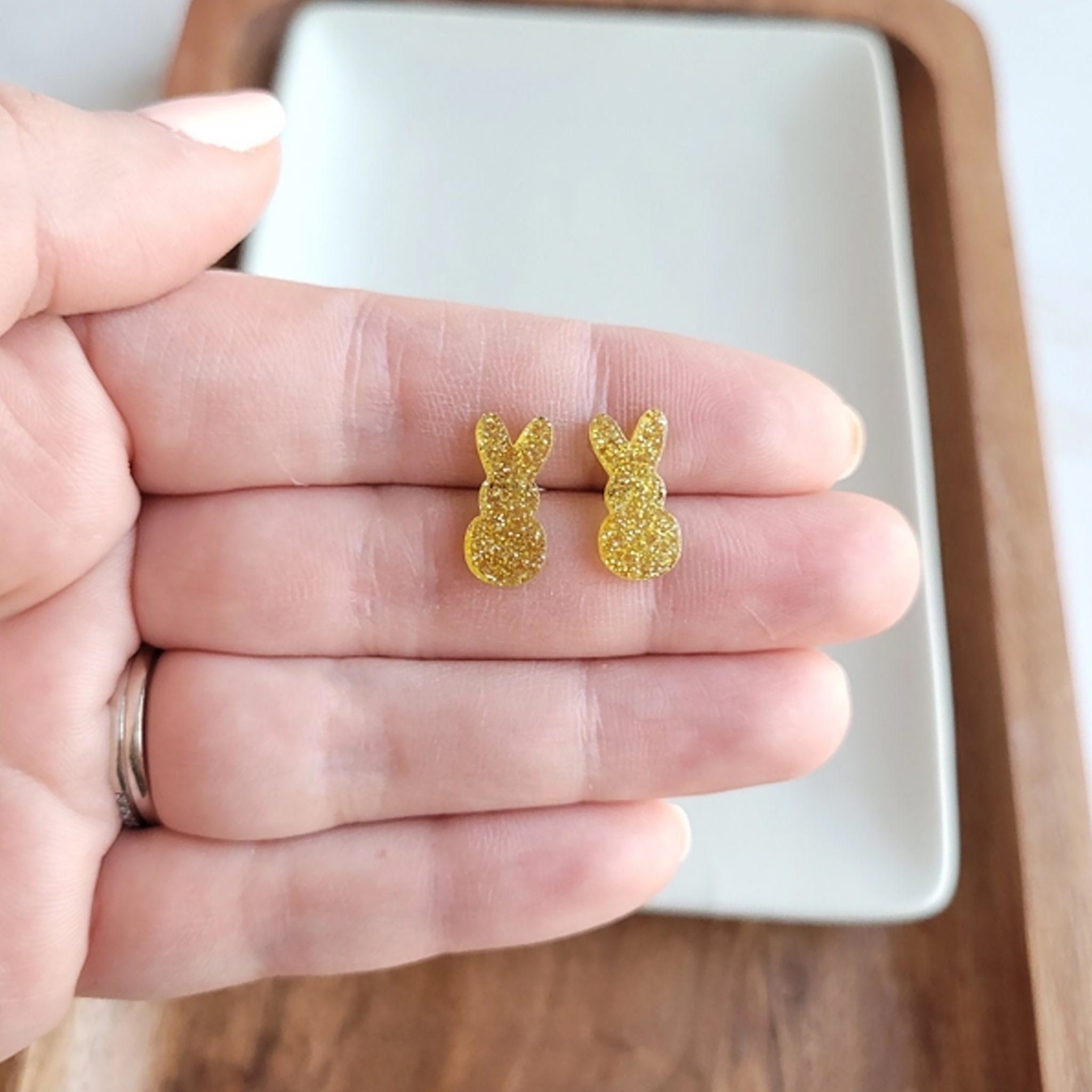 Glitter Bunny Studs