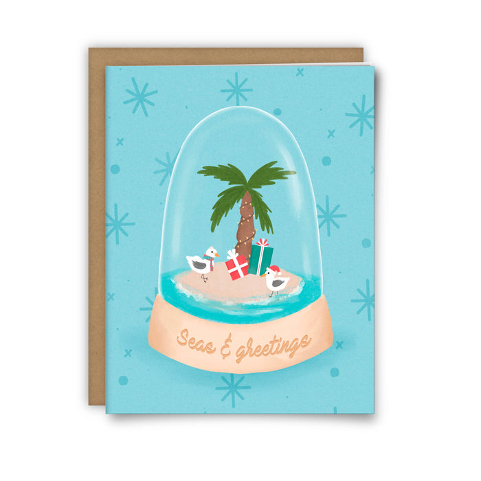 'Seas & Greetings' Snowglobe Beachy Christmas Card
