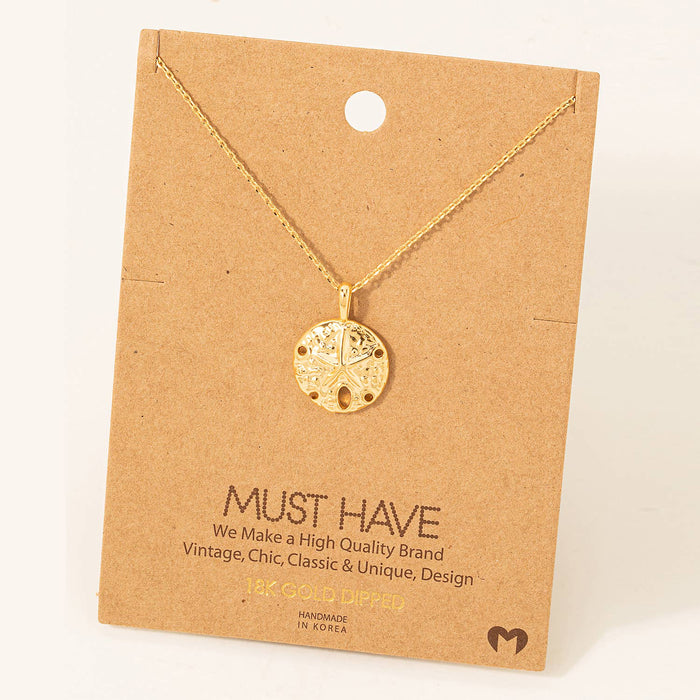 Gold Dipped Starfish Coin Pendant Necklace