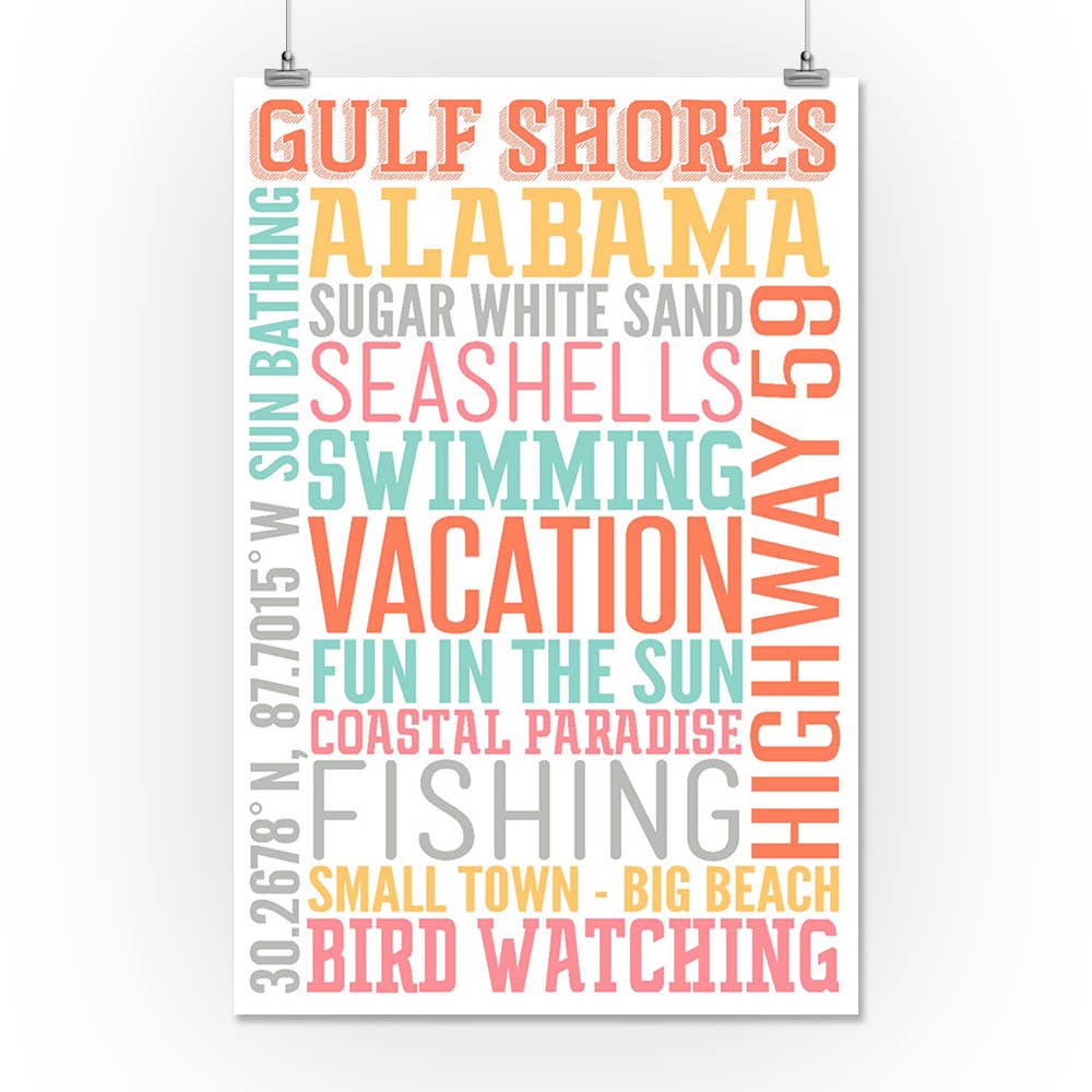 GICLEE PRINTS - Gulf Shores, Alabama, Typography