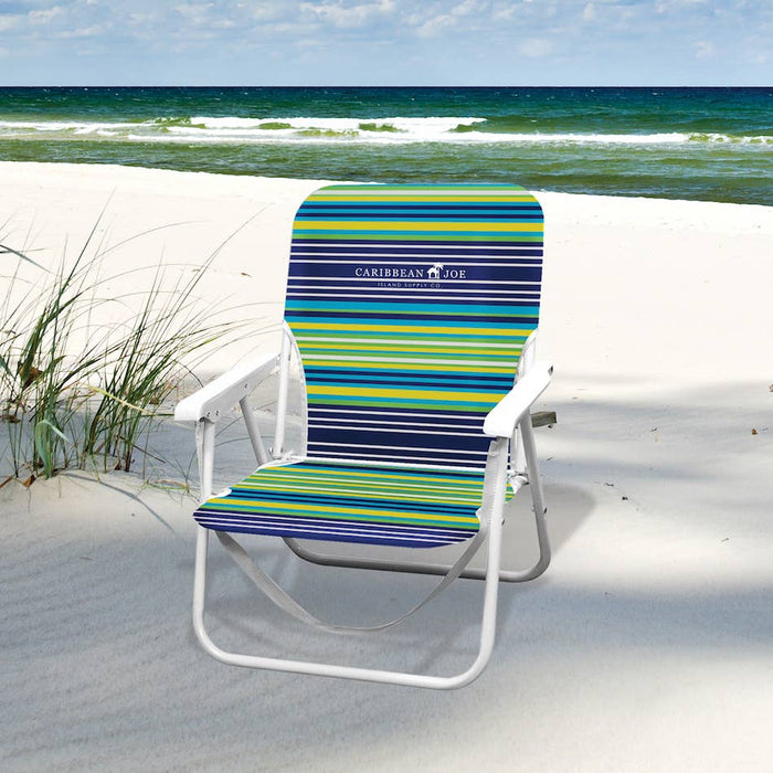 Caribbean Joe Beach Chair w/Pocket & Carry Strap-Blue/Lime