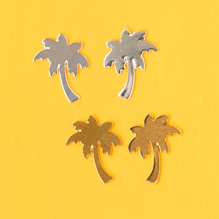 Palm Tree Flat Post Stud Earring