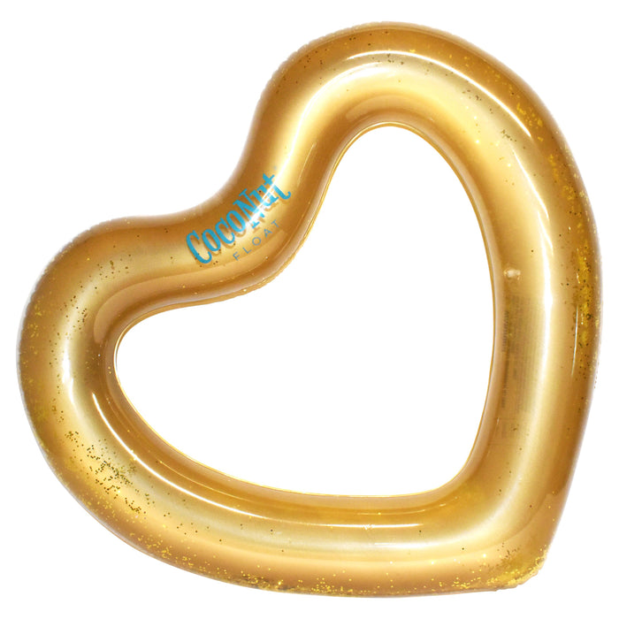 Gold Glitter Heart Pool Float
