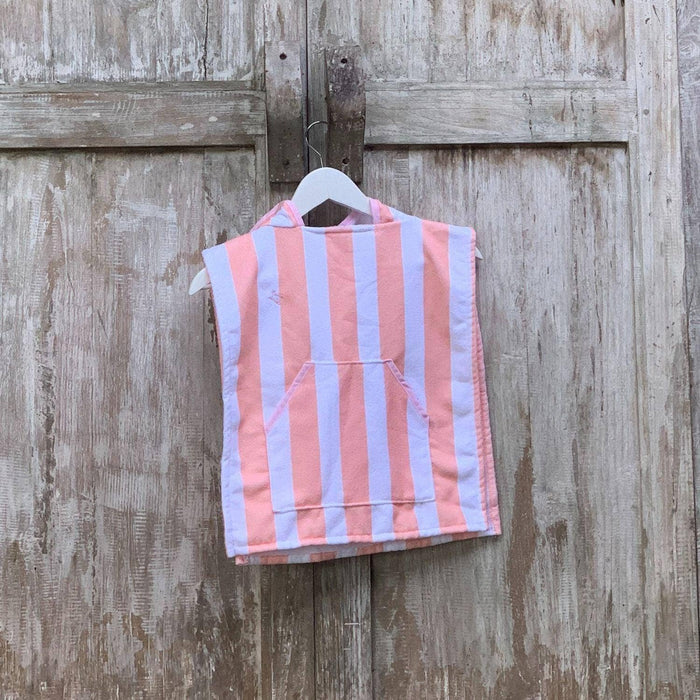 Kids Beach Towels | Eco Hooded Beach Towel in Seashell Pink Stripe