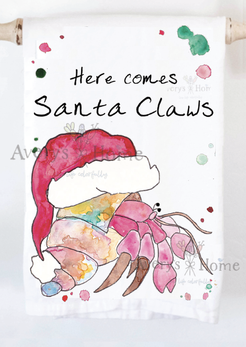 'Santa Claws' Beach Christmas Holiday Kitchen Towel
